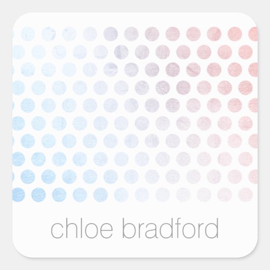 Modern holografisch stippenpatroon op wit vierkante sticker (Voorkant)