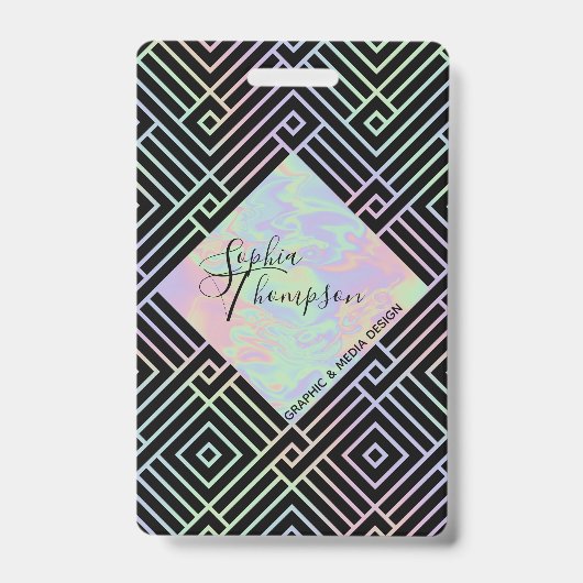 Modern holografisch symmetrisch patroon - Badge (Voorzijde)