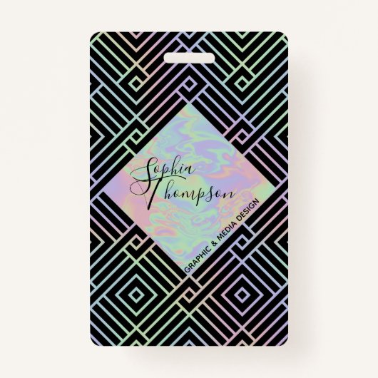 Modern Holografisch Symmetrisch Patroon - Badge (Voorkant)