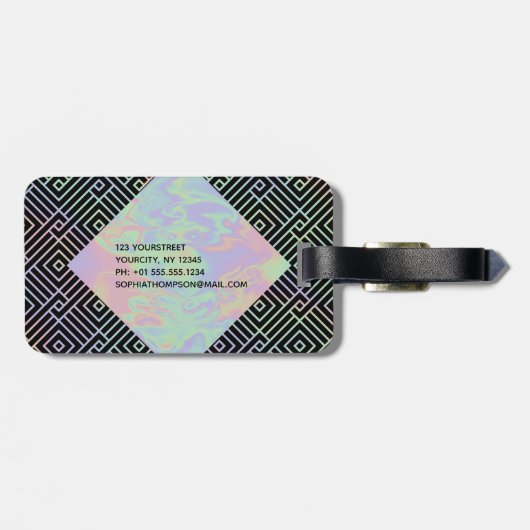 Modern Holografisch Symmetrisch Patroon - Bagagela Bagagelabel (Achterkant horizontaal)
