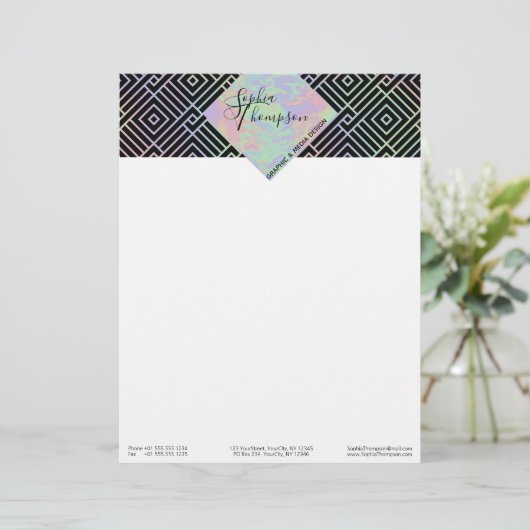 Modern holografisch symmetrisch patroon - Letterhe Briefhoofd (Staand voorkant)