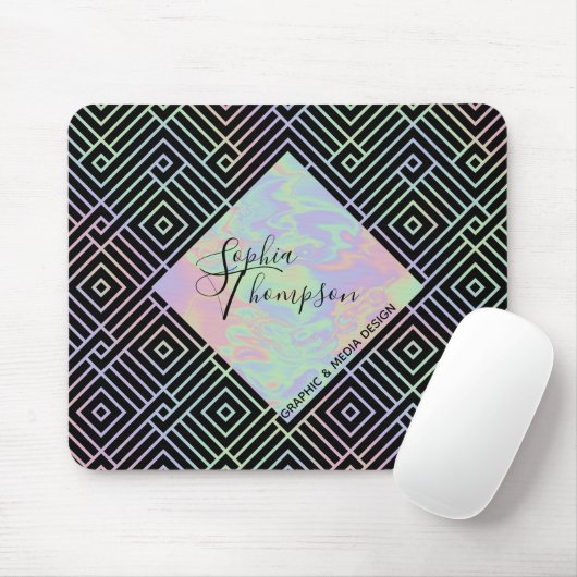 Modern holografisch symmetrisch patroon - Mousepad Muismat (Met muis)