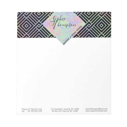 Modern Holografisch Symmetrisch Patroon - Notitieb Notitieblok (Voorkant)