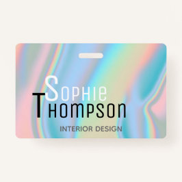 Modern holografisch vloeibaar marmer badge