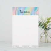 Modern holografisch vloeibaar marmer briefpapier (Staand voorkant)