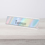 Modern holografisch vloeibaar marmer bureau naambordje (Voorkant)