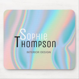 Modern holografisch vloeibaar marmer muismat