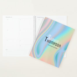 Modern holografisch vloeibaar marmer planner