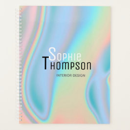 Modern holografisch vloeibaar marmer planner