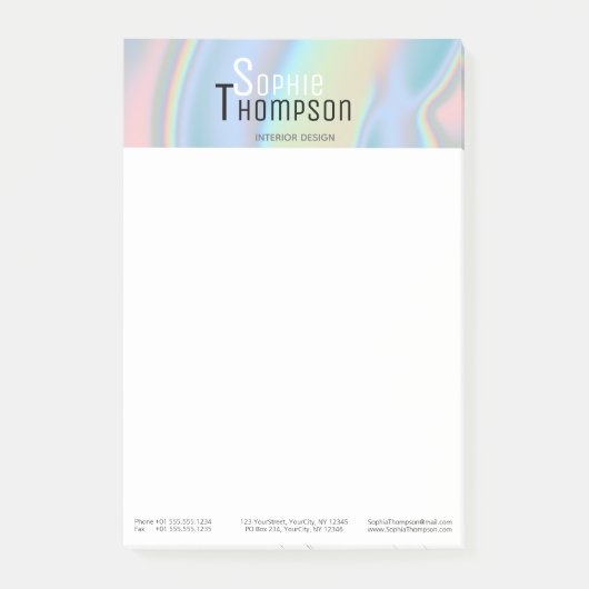 Modern holografisch vloeibaar marmer post-it® notes (Voorkant)