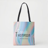Modern holografisch vloeibaar marmer tote bag (Voorkant)
