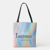 Modern holografisch vloeibaar marmer tote bag (Achterkant)