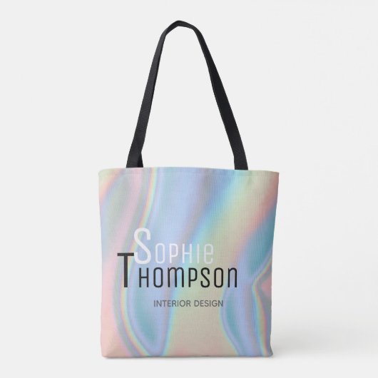 Modern holografisch vloeibaar marmer tote bag (Achterkant)