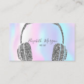 Modern holografisch zilver Glitter-hoofdtelefoon D Visitekaartje (Voorkant)