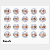 Modern holografisch zwart script logo foto ronde sticker (Vel)