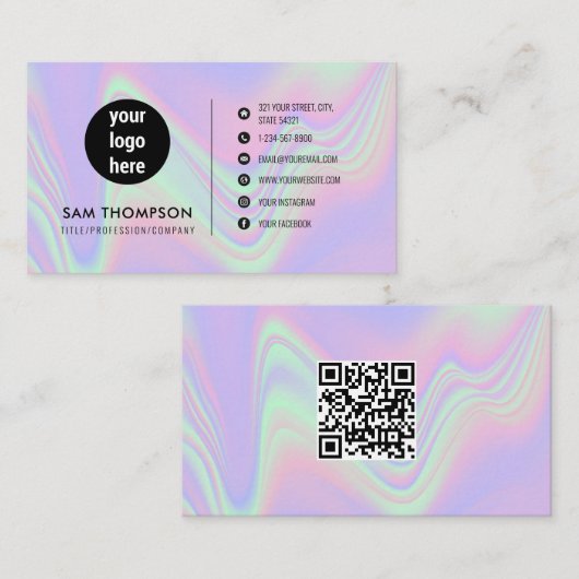 Modern holografische QR-code zakelijk logo Visitekaartje (Voorkant / Achterkant)