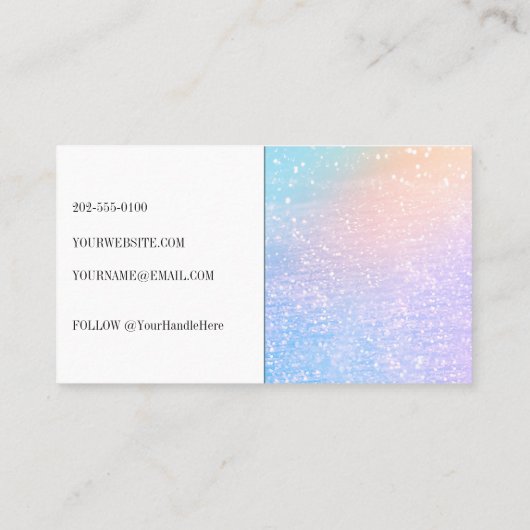Modern Hologram Glitter Glam Visitekaartje (Achterkant)