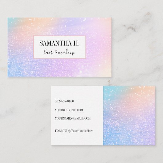 Modern Hologram Glitter Glam Visitekaartje (Voorkant / Achterkant)