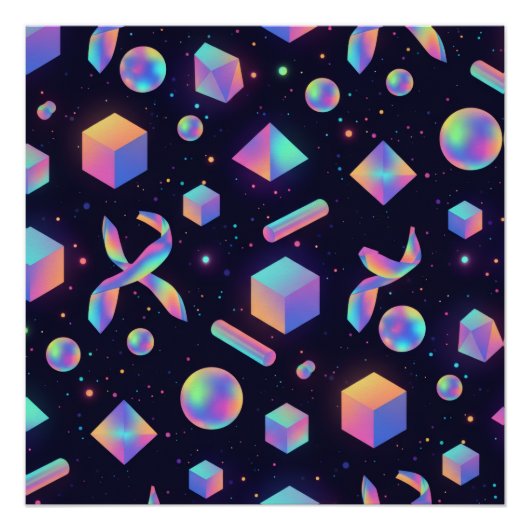 Modern Holographic 3D Geometric Art Poster (Voorkant)