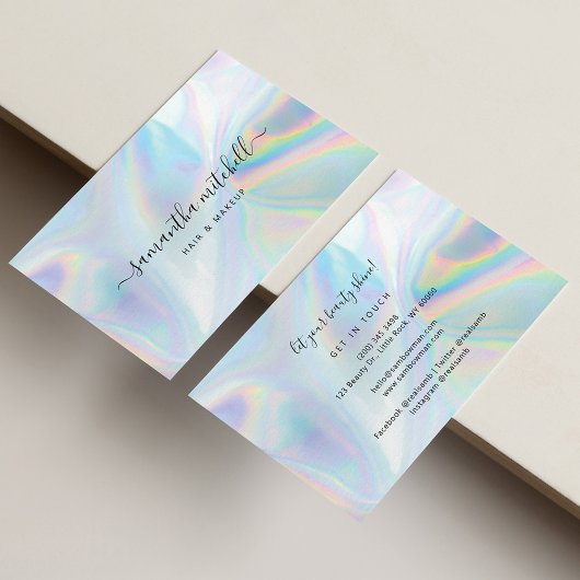 Modern Holographic Beautician Makeup Expert Visitekaartje