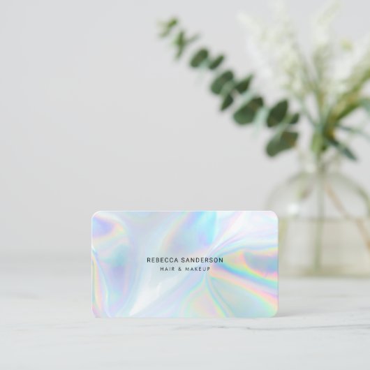 Modern Holographic Beautician Makeup Stijlvol Visitekaartje (Staand voorkant)