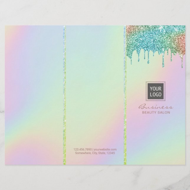 Modern Holographic Beauty Salon Tri-Fold Bruchures (Voorkant)