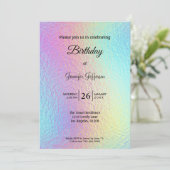 Modern holographic Birthday invitation Kaart (Staand voorkant)
