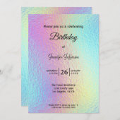 Modern holographic Birthday invitation Kaart (Voorkant / Achterkant)