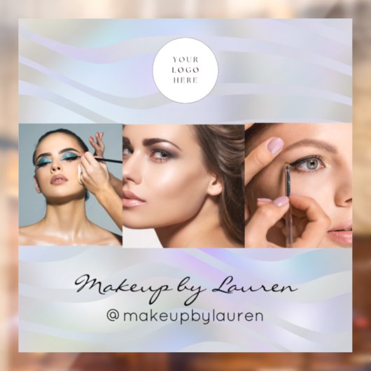 Modern Holographic Black Script Logo Photo Raamsticker (Vel 2)