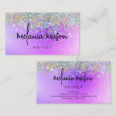 Modern Holographic Glitter Boutique shop Paars Visitekaartje (Voorkant / Achterkant)