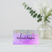 Modern Holographic Glitter Boutique shop Paars Visitekaartje (Staand voorkant)