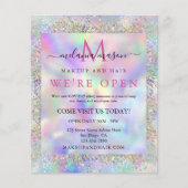 Modern holographic Glitter Makeup Artist Salon Flyer (Voorkant)
