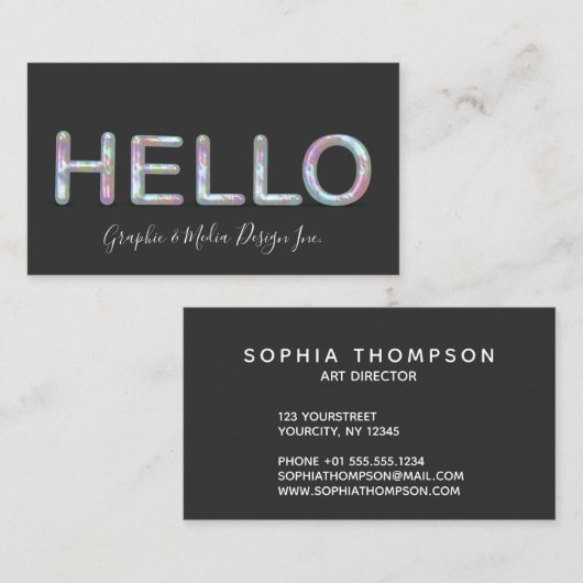 Modern Holographic Hallo 3D Letters Visitekaartje (Voorkant / Achterkant)