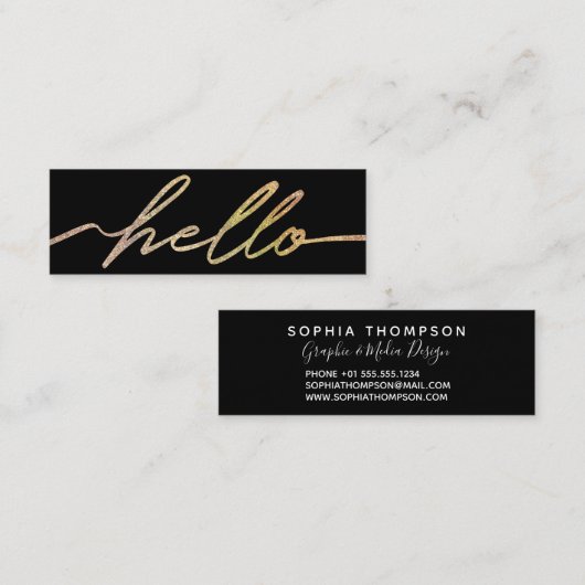 Modern Holographic Hallo Script Mini Visitekaartje (Voorkant / Achterkant)