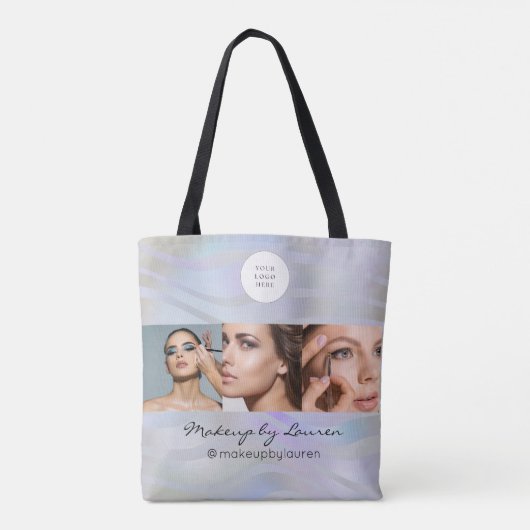 Modern Holographic Logo Photo Makeup Studio  Tote Bag (Achterkant)