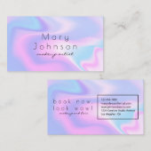 Modern holographic makeup artist pastel rainbow visitekaartje (Voorkant / Achterkant)