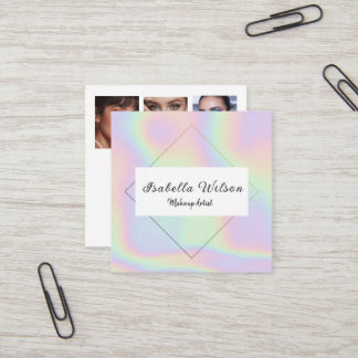 Modern Holographic Makeup Artist Pastel Vierkante Visitekaartje