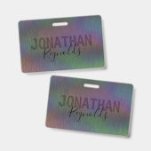 Modern Holographic Metal Name Monogram - Badge (Voor- en achterkant)