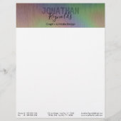 Modern Holographic Metal Name Monogram Letterhead Briefhoofd Sjabloon (Voorkant)