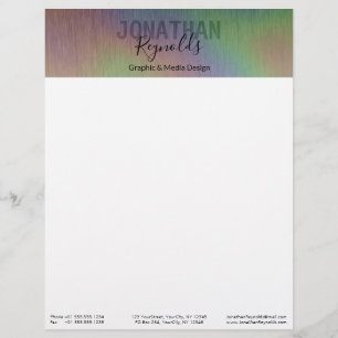 Modern Holographic Metal Name Monogram Letterhead Briefhoofd Sjabloon