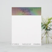 Modern Holographic Metal Name Monogram Letterhead Briefhoofd Sjabloon (Staand voorkant)