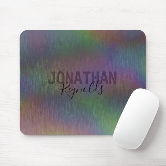 Modern Holographic Metal Name Monogram - Mousepad Muismat (Met muis)