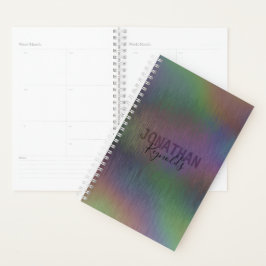 Modern Holographic Metal Name Monogram - Planner