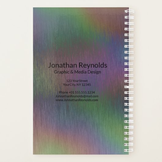 Modern Holographic Metal Name Monogram - Planner (Achterkant)