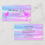 Modern Holographic Pink Flamingo Visitekaartje (Voorkant / Achterkant)