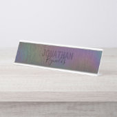 Modern Holographic Rainbow Metal - Desk Name Bord Bureau Naambordje (Voorkant)