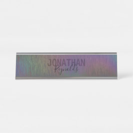 Modern Holographic Rainbow Metal - Desk Name Bord Bureau Naambordje