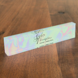 Modern Holographic Rainbow Pastel Desk Naambordje
