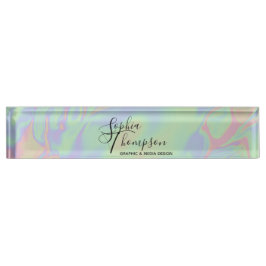 Modern Holographic Rainbow Pastel Desk Naambordje