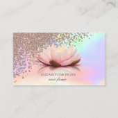 Modern Holographic Roos Gold Diamonds Lotus Visitekaartje (Voorkant)